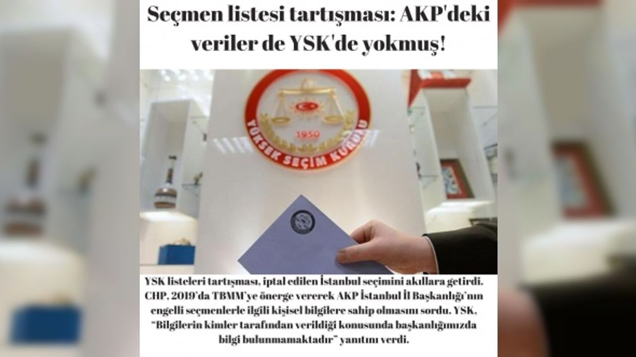 Seçmen listesi tartışması: AKP'deki veriler de YSK'de yokmuş!