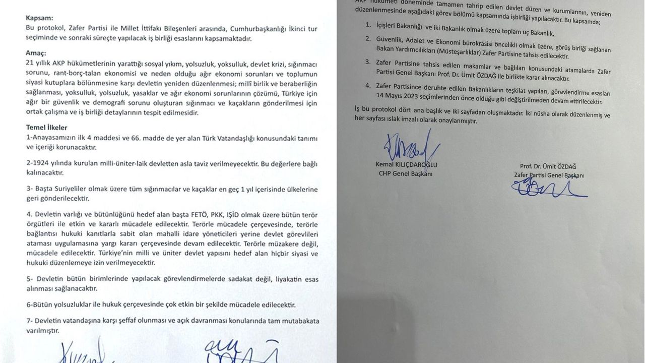Özdağ, Kılıçdaroğlu ile imzaladığı 'gizli' protokolü paylaştı