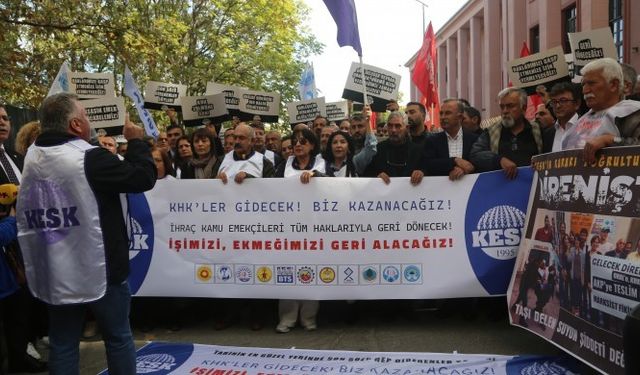 KESK bakanlık önünde ihraç edilen üyelerinin işe iadelerini istedi