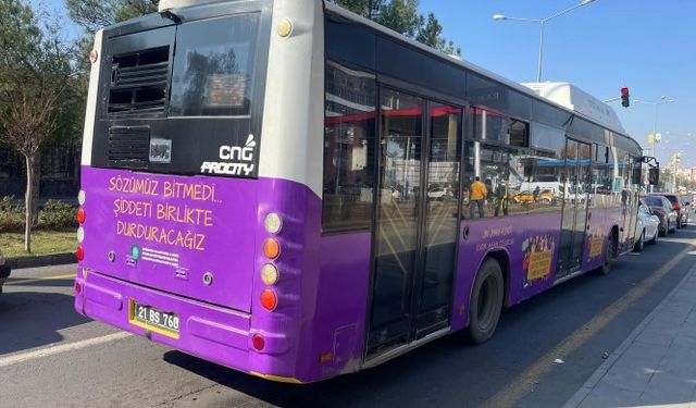 Amed’de otobüsler mor rengine boyandı