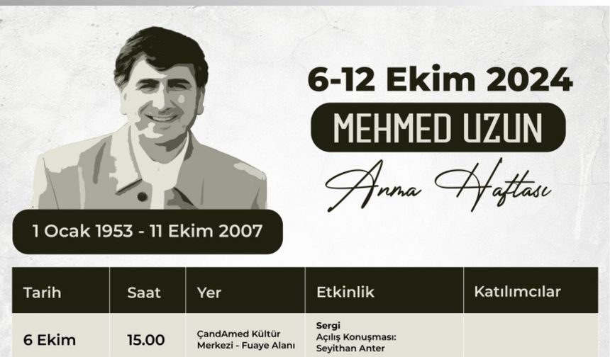 Yazar Mehmed Uzun’un anısına etkinlikler düzenlenecek